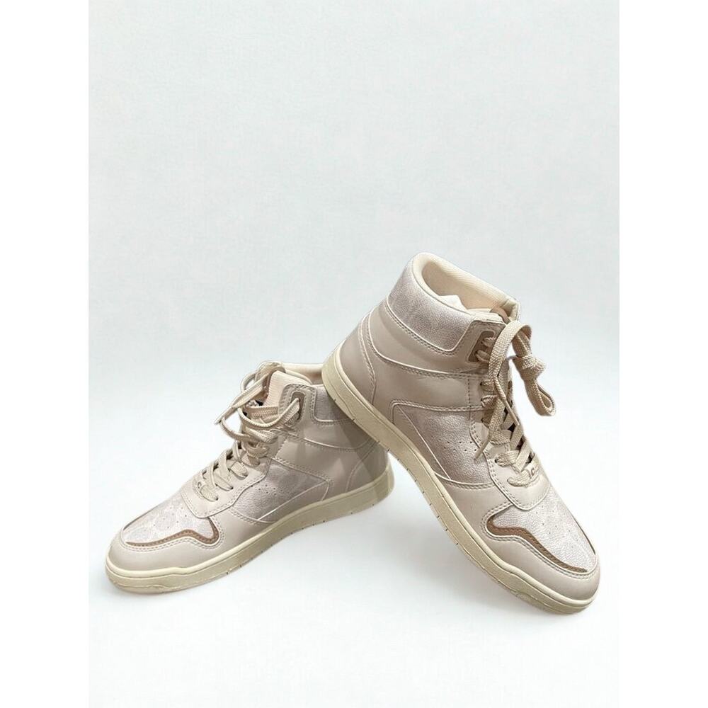 Coach Hi Top Sneakers CD304 Chalk Coated Canvas Women’s Sz 10B NIB MSRP $229 - Picture 2 of 16